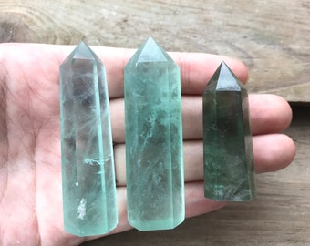 2'' Green Fluorite Tower,Quartz Crystal Obelisk Tower,Healing Crystal Tower/ Wand,Energy Quartz Tower,Fluorite Hexagon Point Wedding Decor