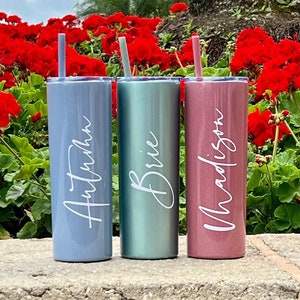 Personalized Tumbler with Straw, Bridesmaid Gift, Insulated Tumbler, 20oz Stainless Steel Tumbler, Bridesmaid Proposal, Personalized Gift