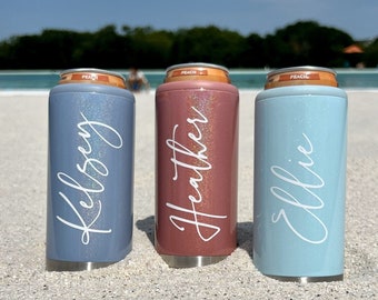 Personalized Slim Can Cooler, Stainless Cooler, Insulated Can Cooler, Seltzer Can Holder, Slim Can Cooler, Bridesmaid Gift