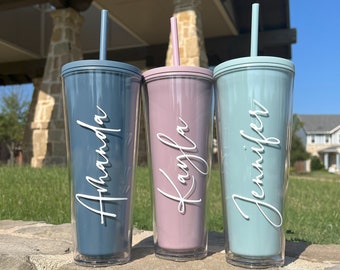 Personalized Tumbler with Straw, Bridesmaid Gift, Custom Tumbler, Acrylic Tumbler 24oz, Bridesmaid Proposal, Personalized Gift