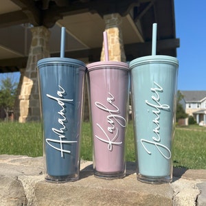 Personalized Tumbler with Straw, Bridesmaid Gift, Custom Tumbler, Acrylic Tumbler 24oz, Bridesmaid Proposal, Personalized Gift