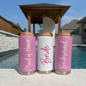 Personalized Slim Can Cooler, Stainless Cooler, Insulated Can Cooler, Seltzer Can Holder, Slim Can Cooler, Bridesmaid Gift image 2