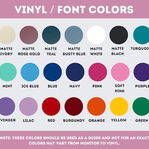 Pode incluir: Um gr&aacute;fico que mostra 20 cores diferentes de vinil e fonte. As cores est&atilde;o dispostas em linhas e etiquetadas com seus nomes, como "Marfim fosco", "Ouro rosa", "Azul-petr&oacute;leo", "Azul poeira", "Branco", "Preto", "Turquesa", "Menta", "Azul gelo", "Azul", "Azul marinho", "Rosa", "Rosa suave", "Roxo", "Lavanda", "Lil&aacute;s", "Vermelho", "Bord&ocirc;", "Laranja", "Amarelo" e "Verde". O texto na parte inferior do gr&aacute;fico diz "OBSERVA&Ccedil;&Atilde;O: ESSAS CORES DEVEM SER USADAS COMO GUIA E N&Atilde;O PARA UMA CORRESPOND&Ecirc;NCIA EXATA. AS CORES PODEM VARIAR DE UM MONITOR PARA UM VINIL."