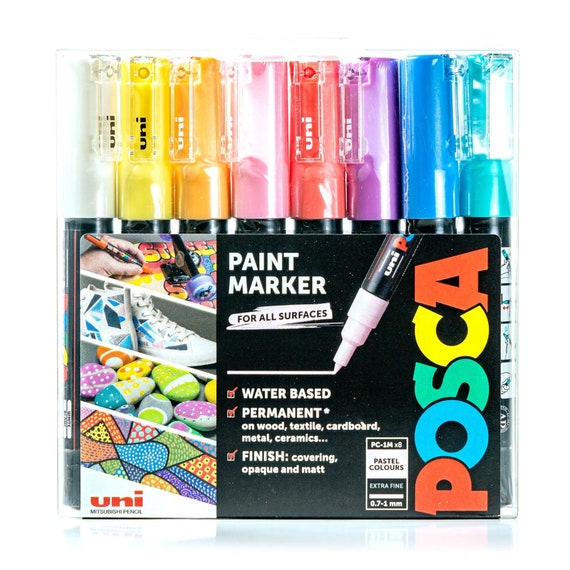 Posca PC-1M 8 Pastel Colours Marker Bundle Water Based Acrylic Paint Pens  0.7mm Gift Bundle 