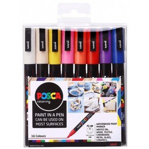  POSCA Negro y blanco - Juego de 8 bolígrafos medianos a anchos  (PC-17K, PC-8K, PC-5M, PC-3M) : Productos de Oficina