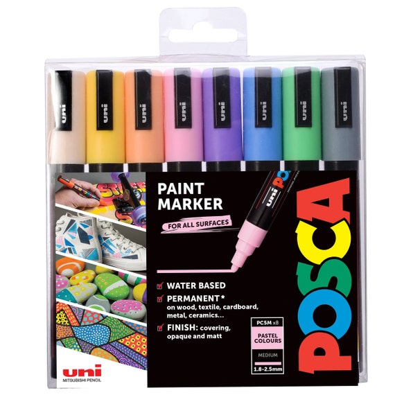 Uni Posca PC-5M Couleurs pâles paquet de 8 marqueur à encre 1,8-2