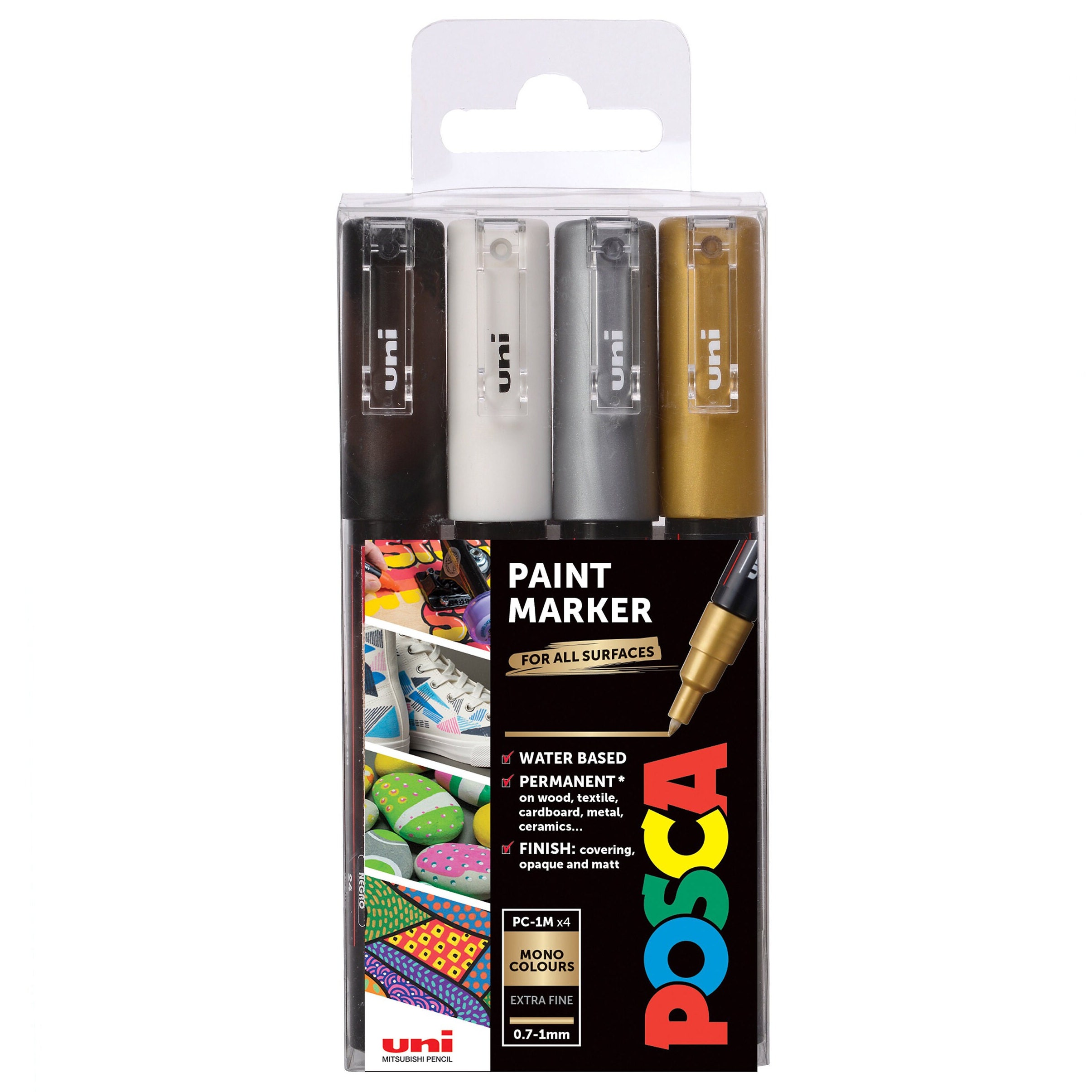 Uni POSCA Paint Markers PC-1M Extra Fine Tip Set of 8 Pastel Colours