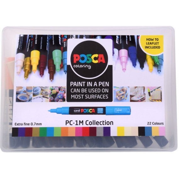 Uni Posca PC-1M Collection 0.7 1mm Nib Marker Pen Pack 22 Colours