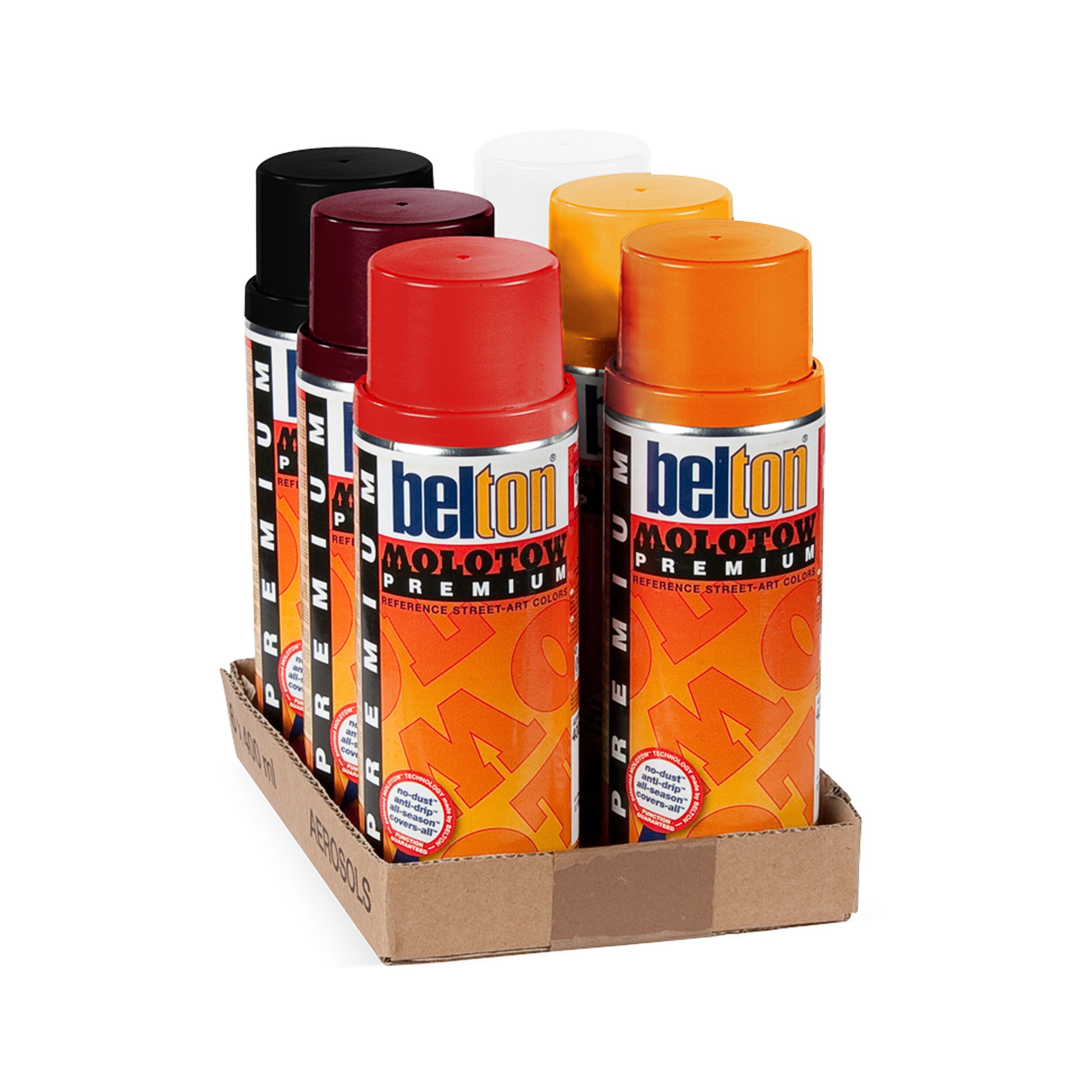 Molotow Premium Red/orange Pack 6 Can Bundle Semi Gloss Permanent