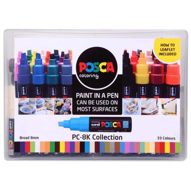 Uni POSCA PC-8K Chisel Tip Paint Marker Set of 8 Standard Colours