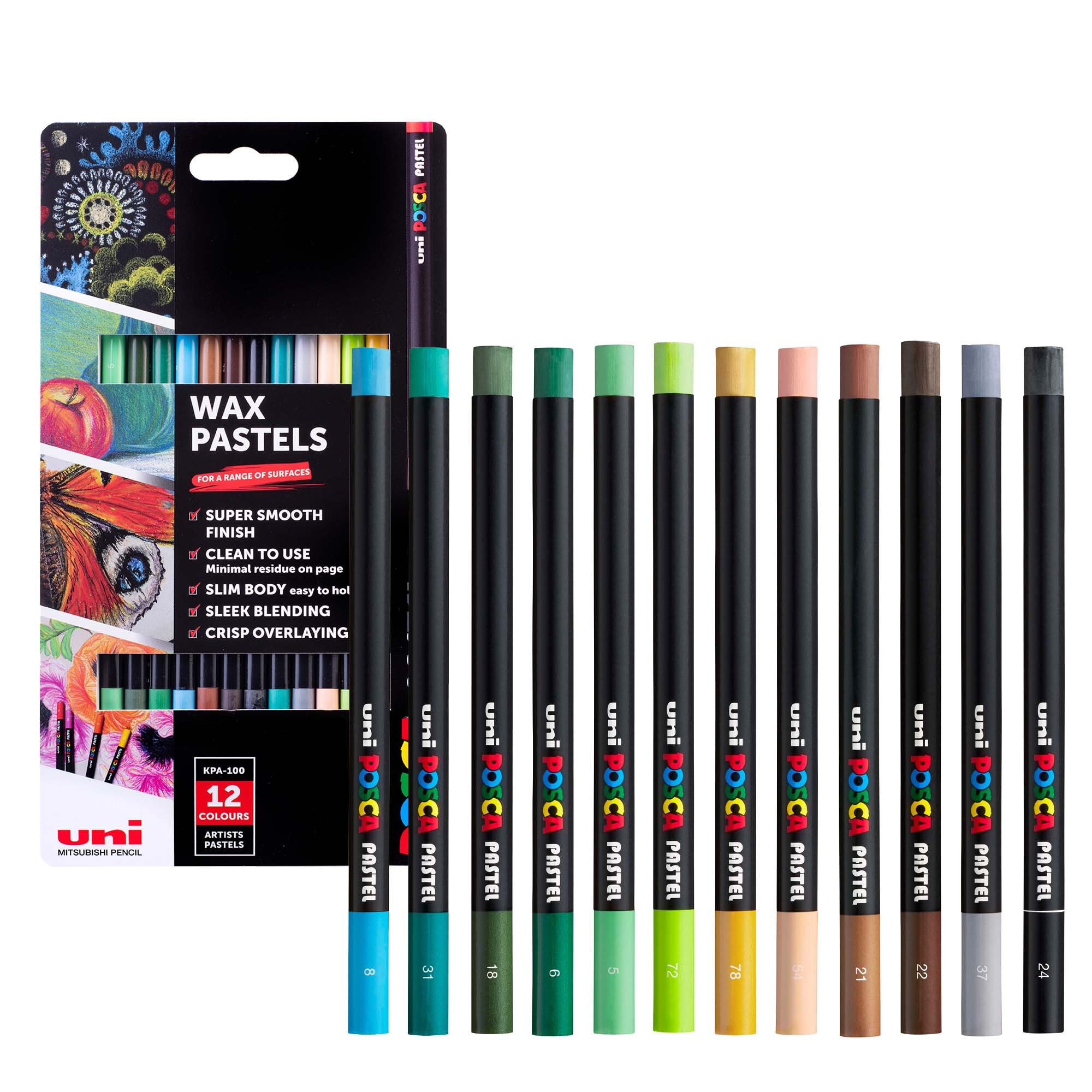Uni POSCA Matite A Olio Professionali - Set Da 6 Colori Freddi, Adatte A Tecniche Di Disegno Avanzate