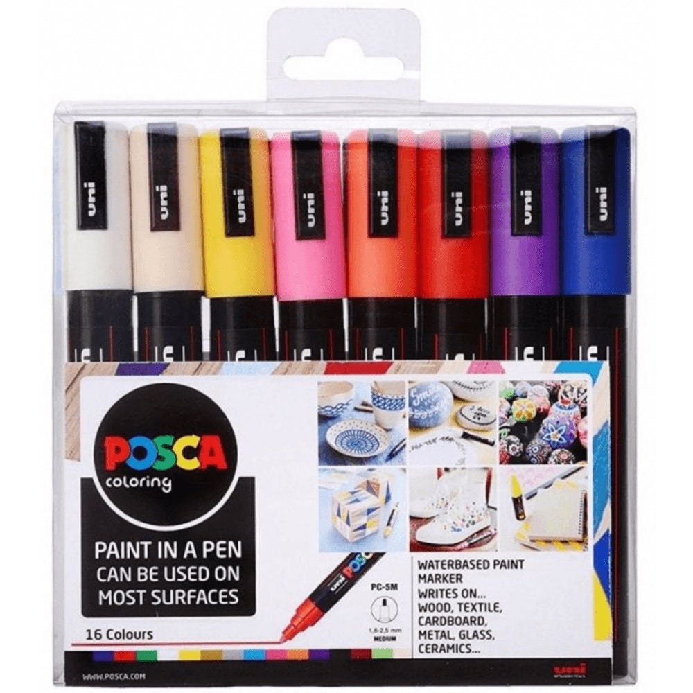 Posca PC-1M Extra-Fine Bullet Tip Marker Pens - Starter Colours (Pack of 8)