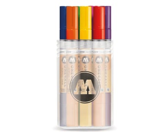 Kit principal double acrylique Molotow One4All 1 (12) - Permanentes de 1,5 mm et 4 mm - Pointes rondes permanentes - Paquet de marqueurs rechargeables