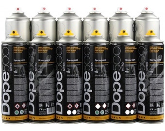 Dope Nitro Pack 2 - Spray Paint Bundle - 6 x Chrome 600ml - 6 x Black 500ml Set