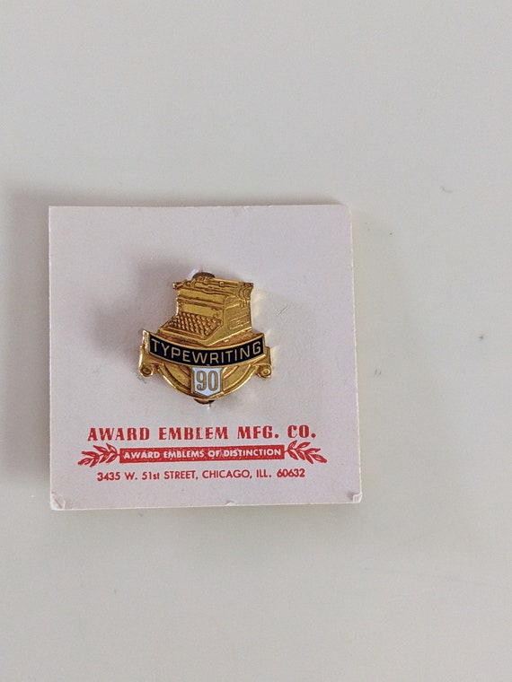 20th Century Typewriting Award Pin Lapel Vtg Shield B… Gem