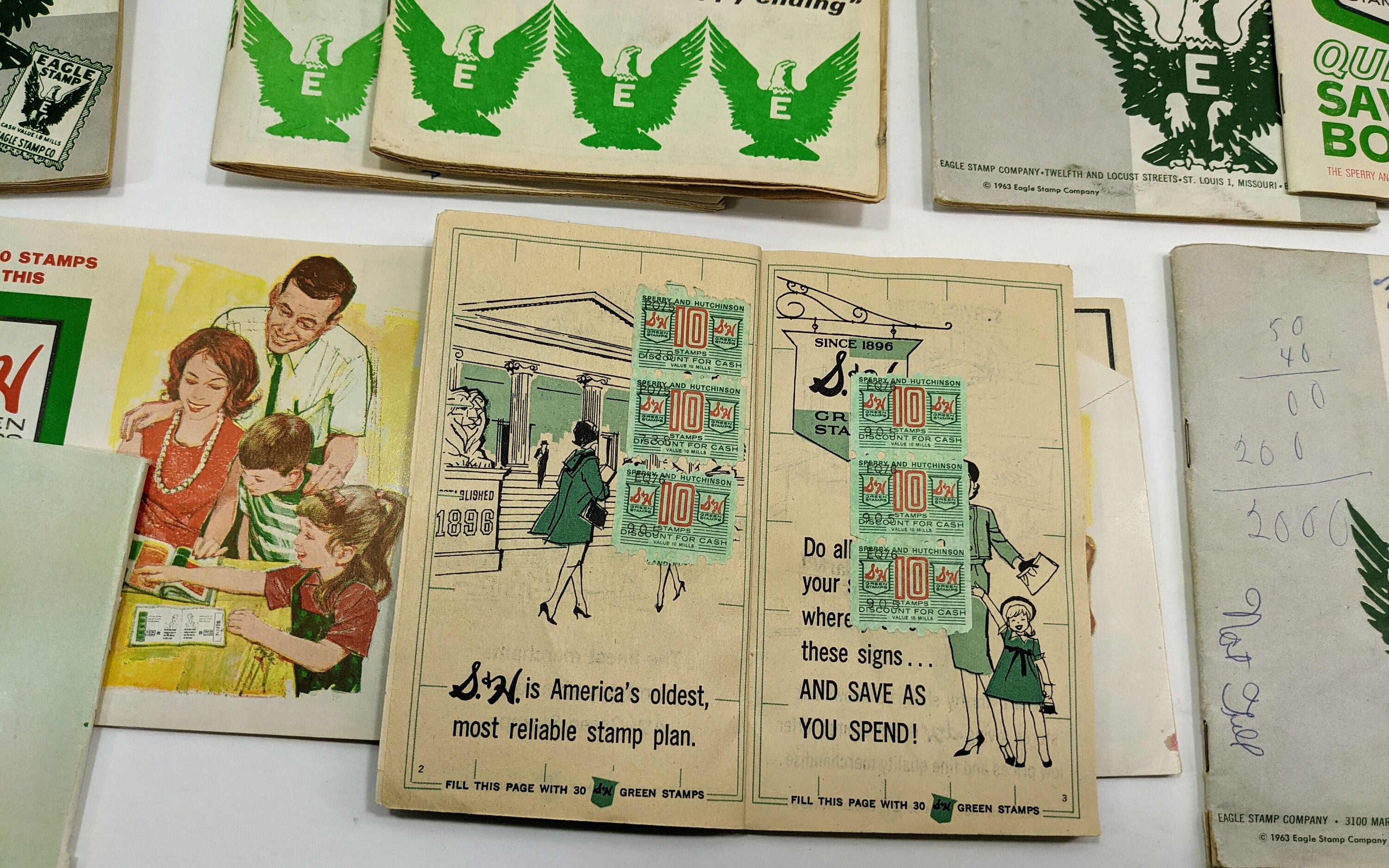 Green stamp books 14 Full Eagle Stamps Gift House S & H Etsy