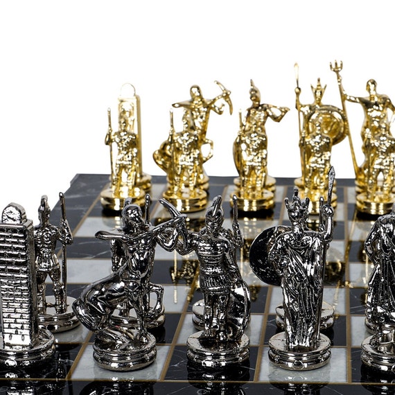 Metal Chess Set Greek Mythology Roman Archer Metal Pieces 