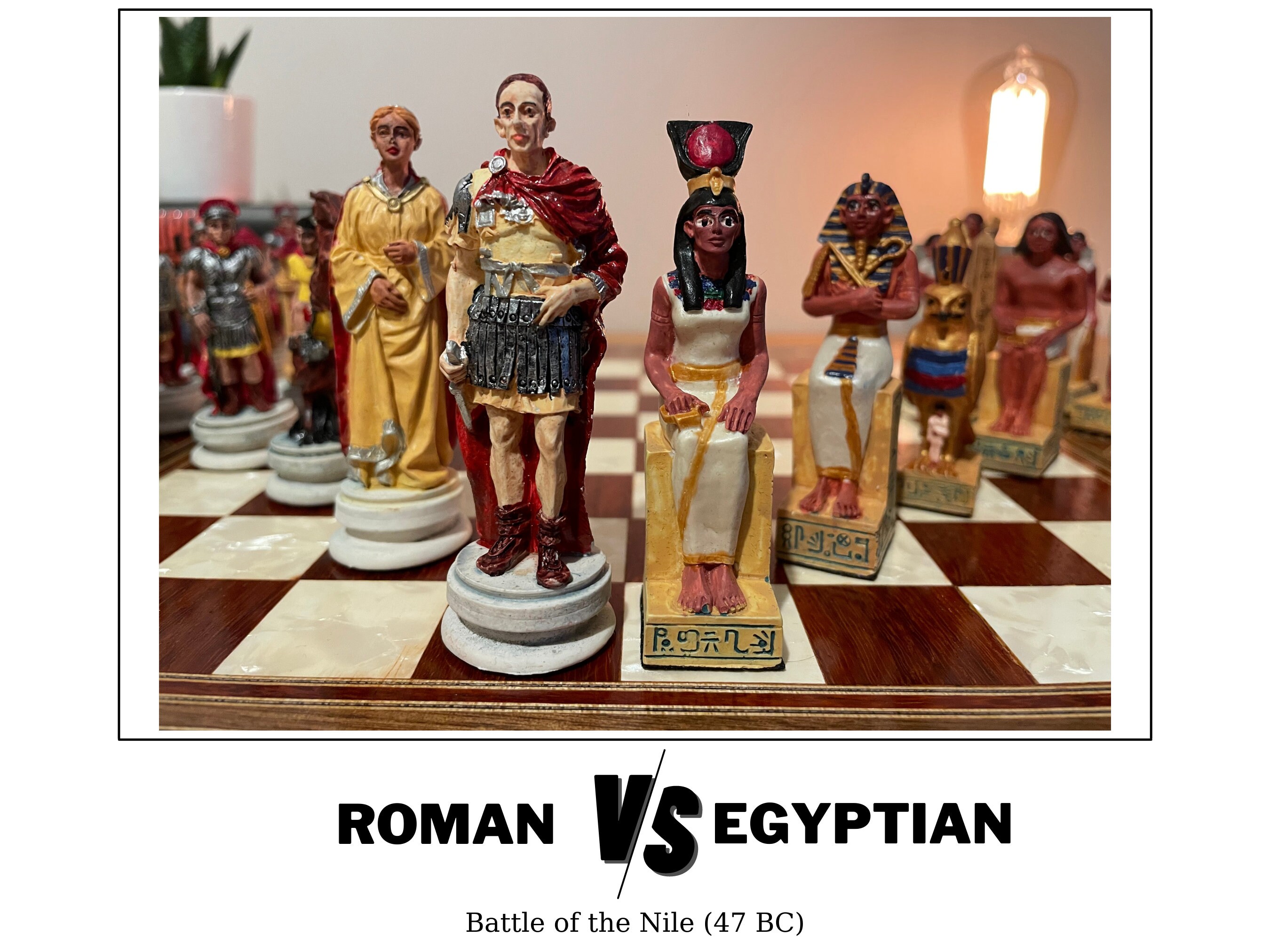 Chess Pieces Hand Carving Drawn Egyptian Roman War Collectible Luxury Table Game 