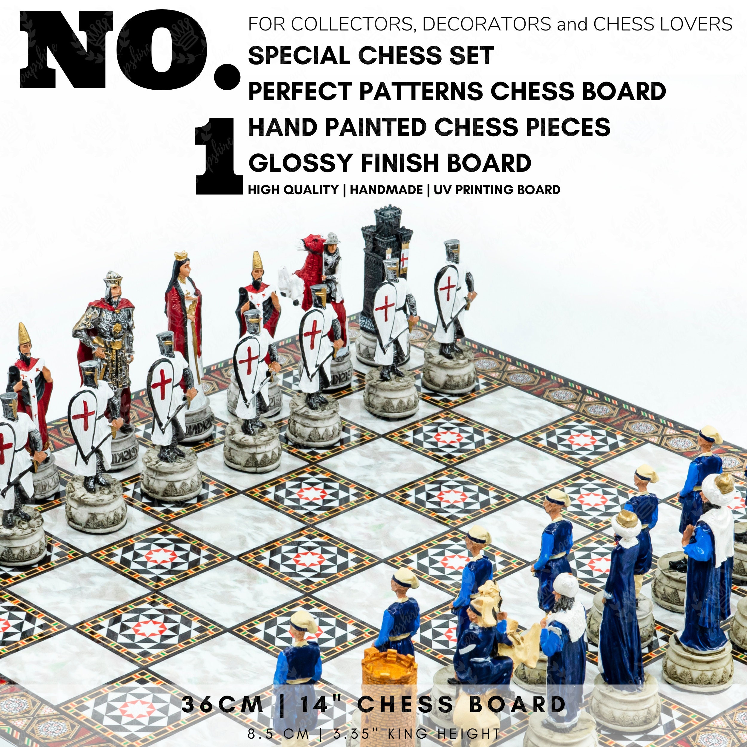 King Arthur Chess Set 36cm 14 Themed Chess Set 