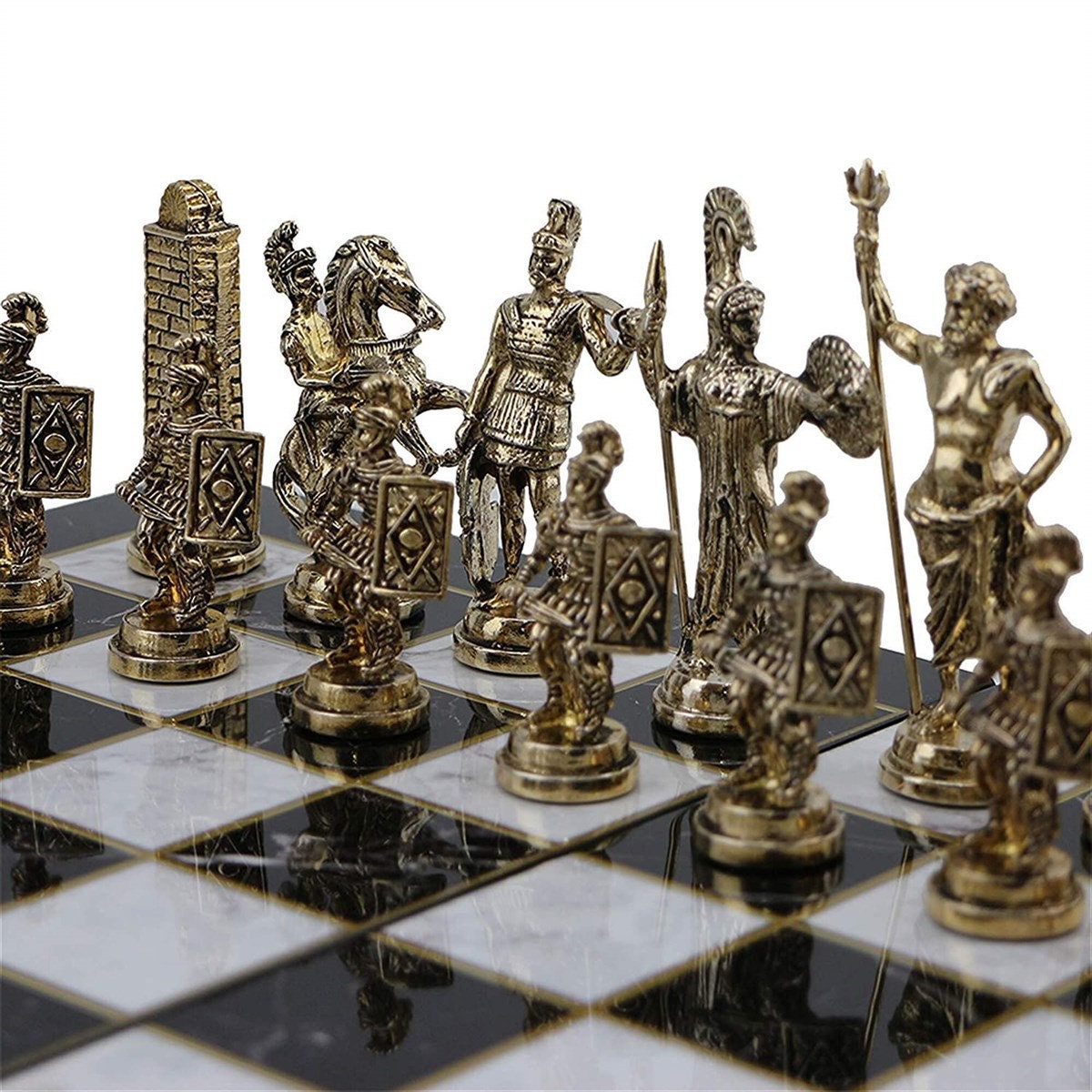 Luxury Premium Mosaic / Walnut / Marble Chess Board and Metal 