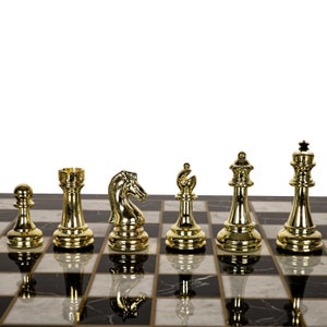 Metal Figures Chess Set Mosaic / Walnut / Marble Pattern - Etsy UK