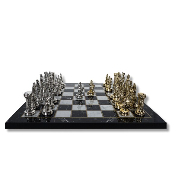 The Manopoulos Medieval Knights Luxury Chess Set with Wooden Case