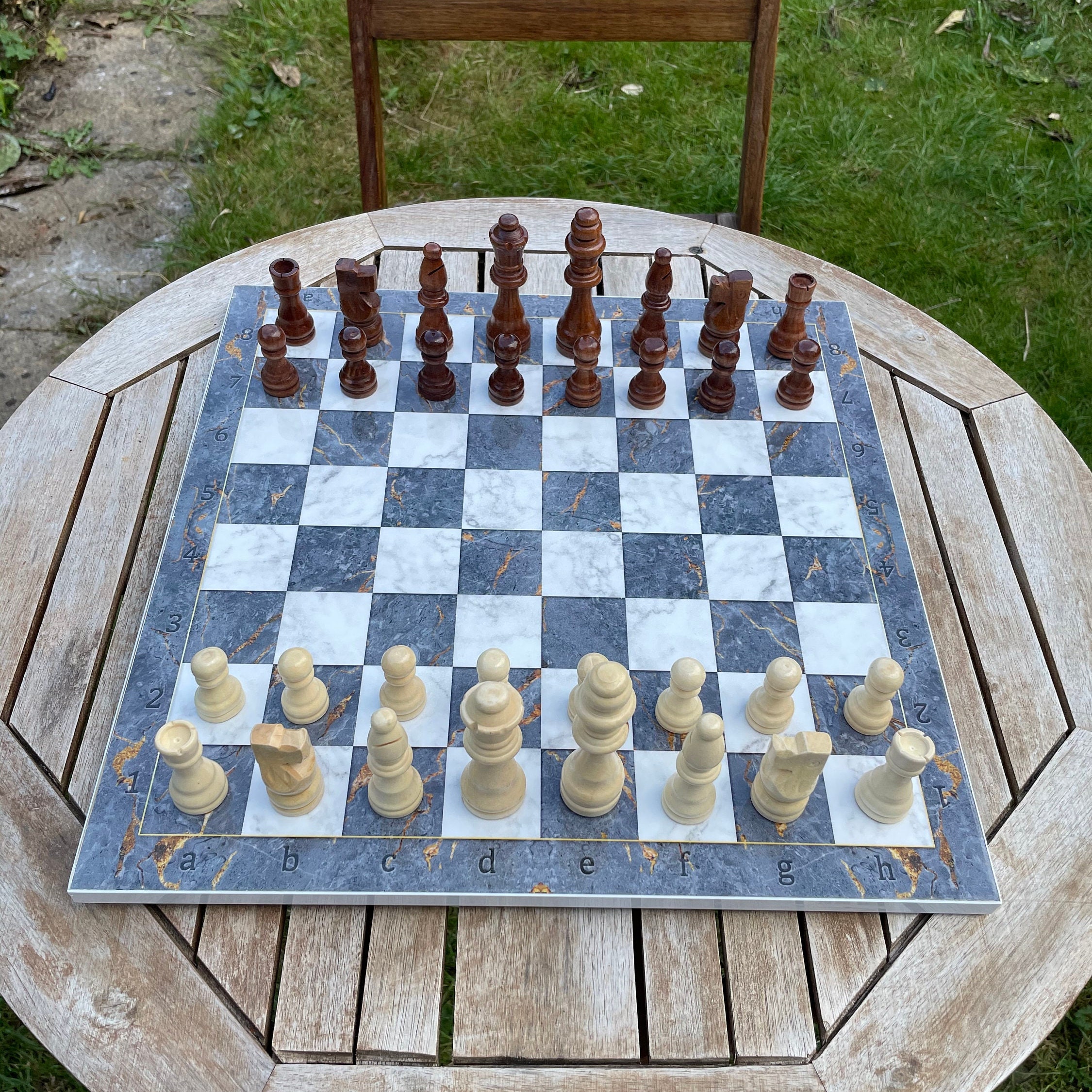 Wooden Chess Set 12/15 Inch 30/37 Cm Mosaic / Walnut / -  Norway