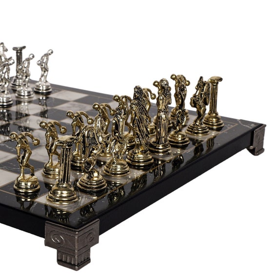 Metal Chess Set Greek Mythology Roman Archer Metal Pieces 