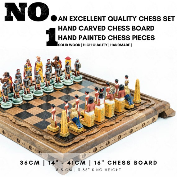 Wooden Chess Set 12/15 Inch 30/37 Cm Mosaic / Walnut / -  Norway