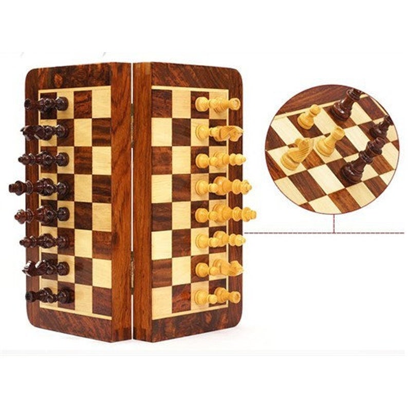Wooden Chess Board Solid Wood Foldable Chess Set Portable Etsy