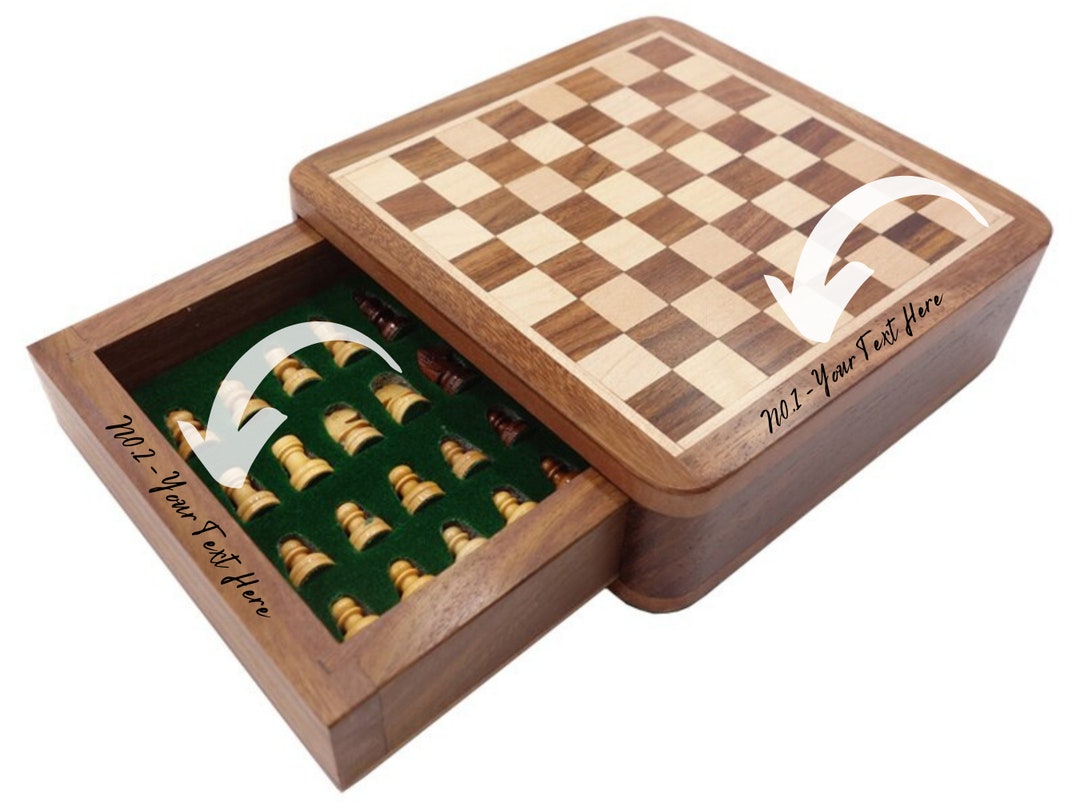 Wooden Chess Board With Storage Set 5/7 Inch 12.7/17.8 Cm