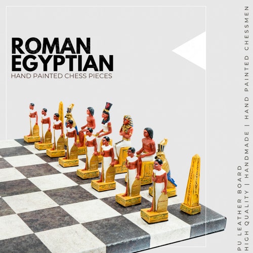 Egyptian - Roman Premium Chess Set with Leather board 36cm | 14