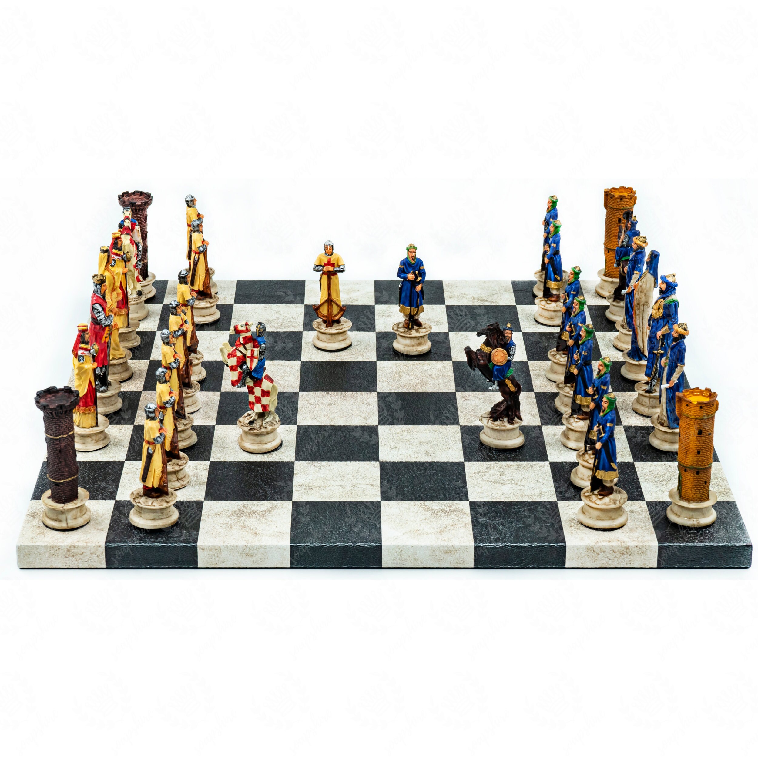 Crusaders Chess Set with board 36cm 14 Handpainted