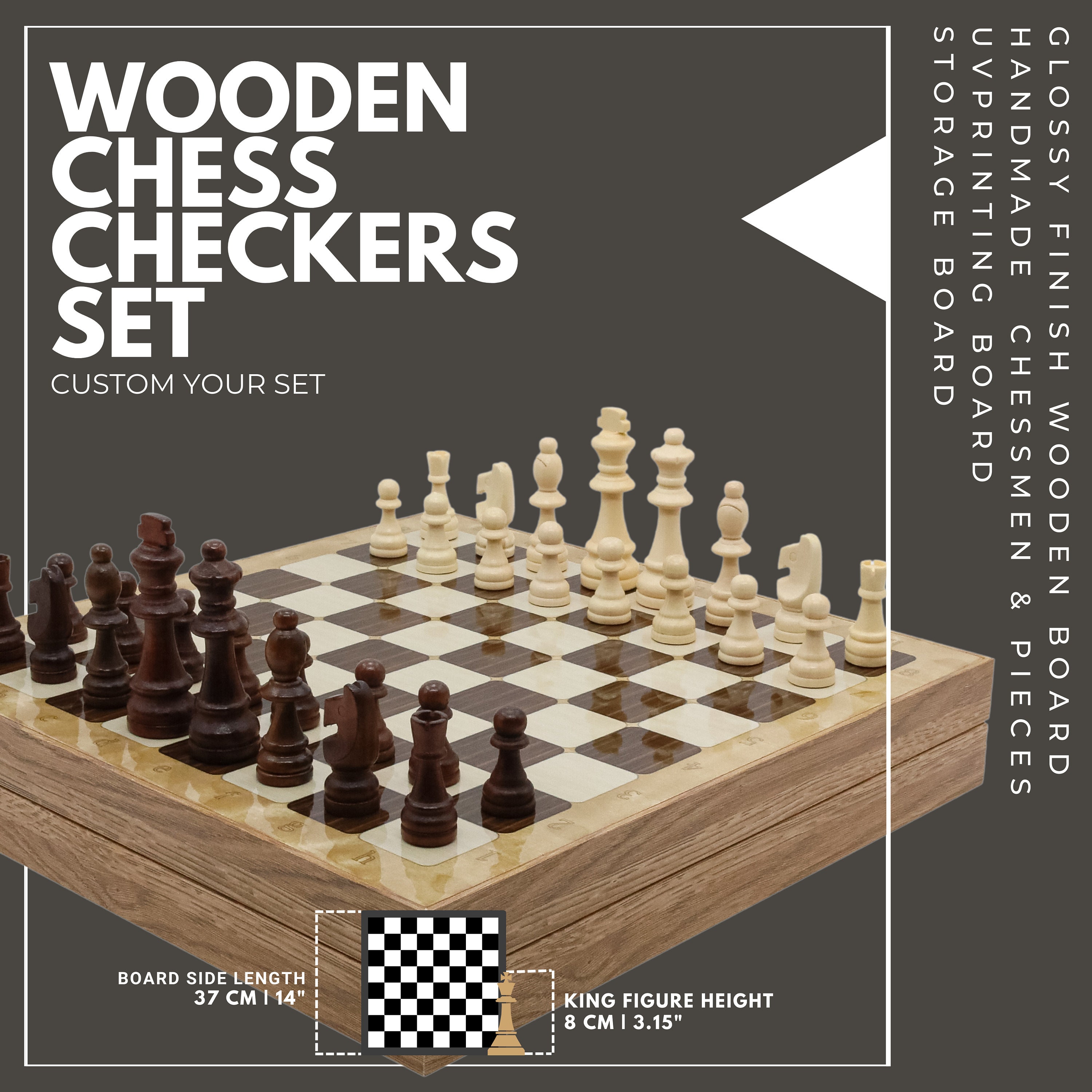 Hey! Play! Chess Set with Folding Wooden Board-Beginner'S Portable