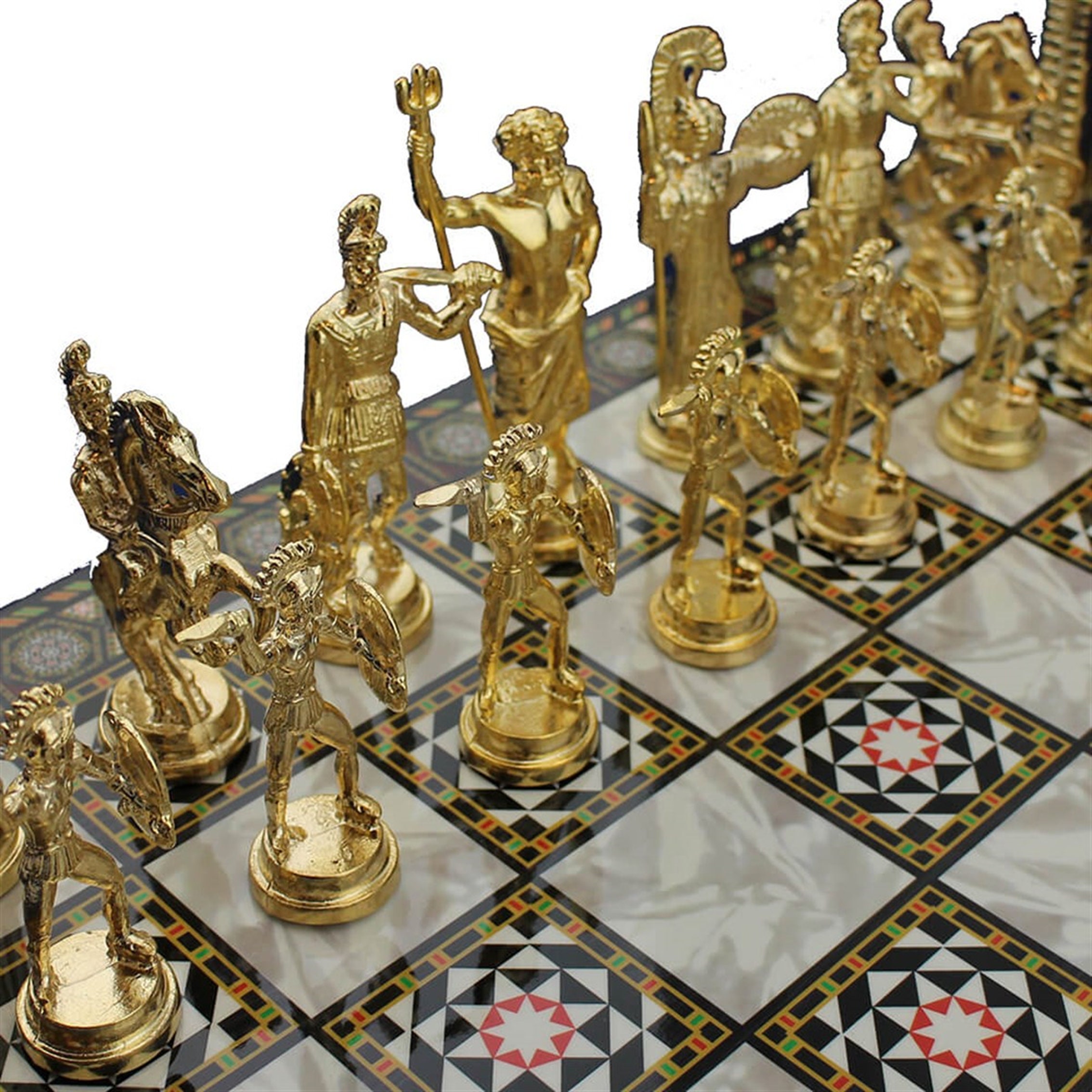 Luxury handmade chess set-Brass chessmen walnut mosaic chess board - GIFT  iTEM