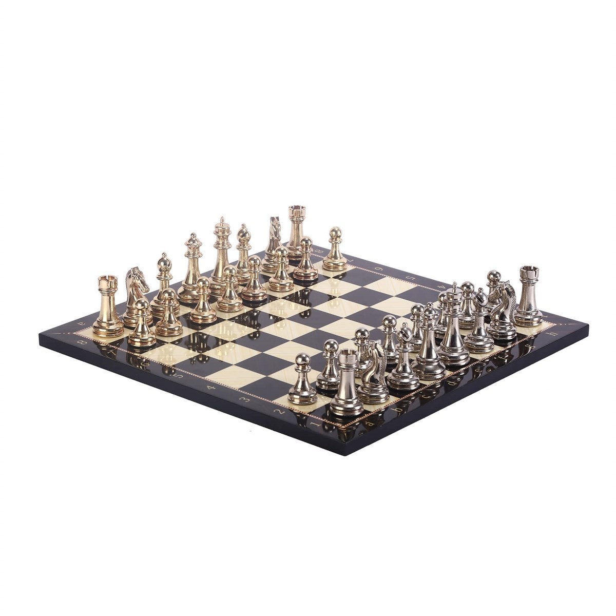  Luxury Chess Set - Antique Walnut Board in Mosaic Art with  Bzyantin Chess Pieces - 10 - Gift Item : Toys & Games