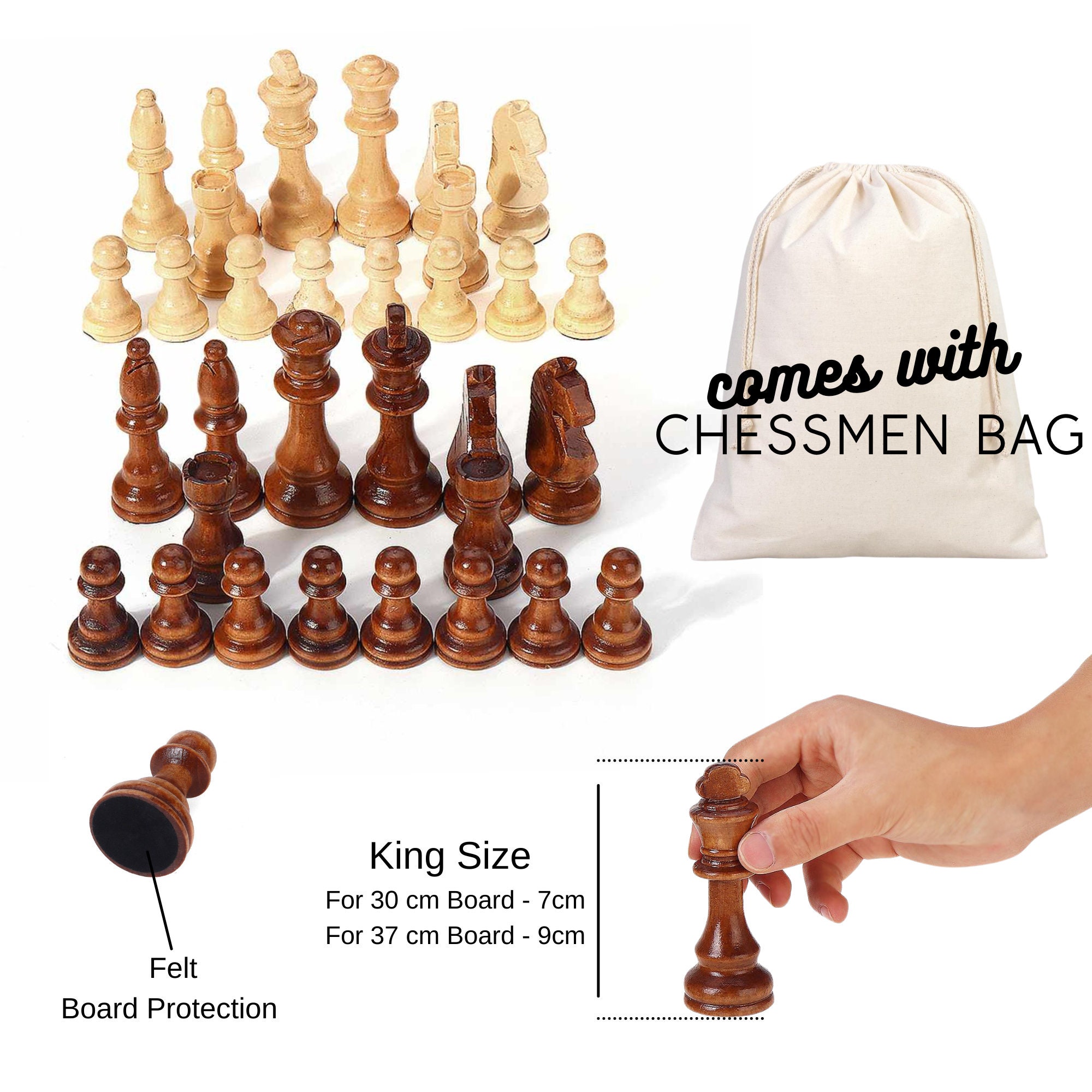 Wooden Chess Set 12/15 Inch 30/37 Cm Mosaic / Walnut / -  Norway