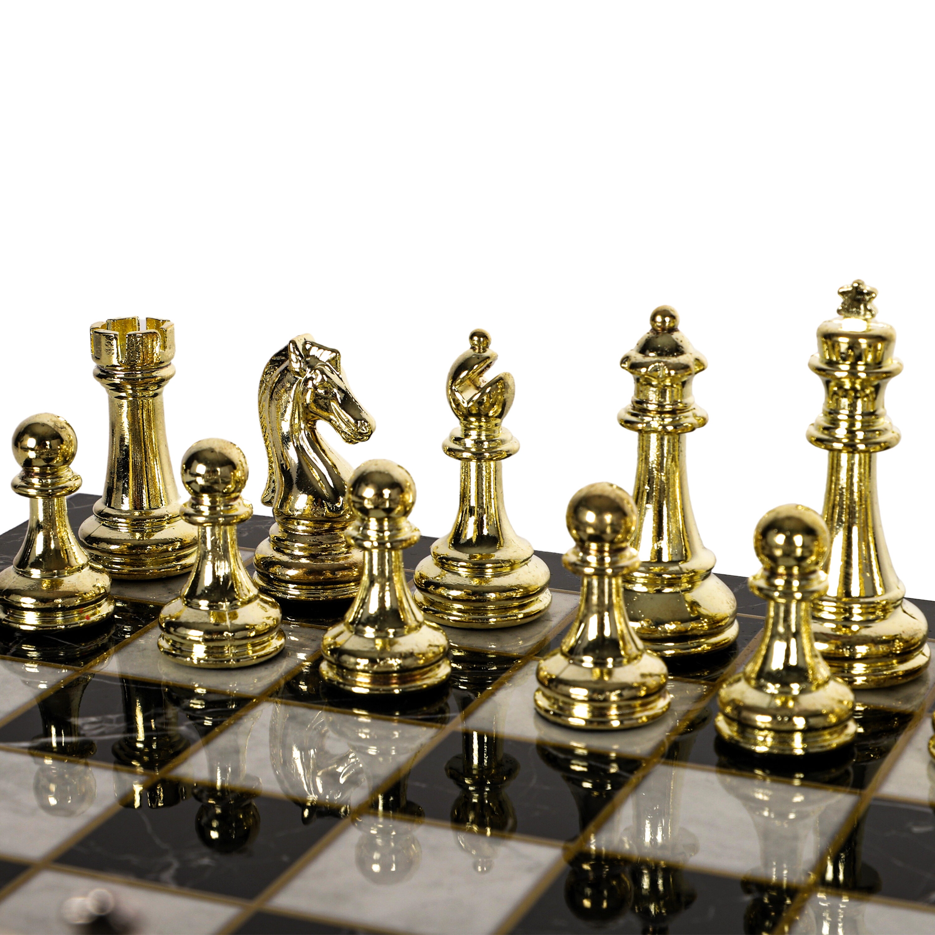 Buy 12 Solid Brass Classic Black Chess Set, Metal Chess Pieces with Large  Brass Board, Beautiful Handcrafted Set