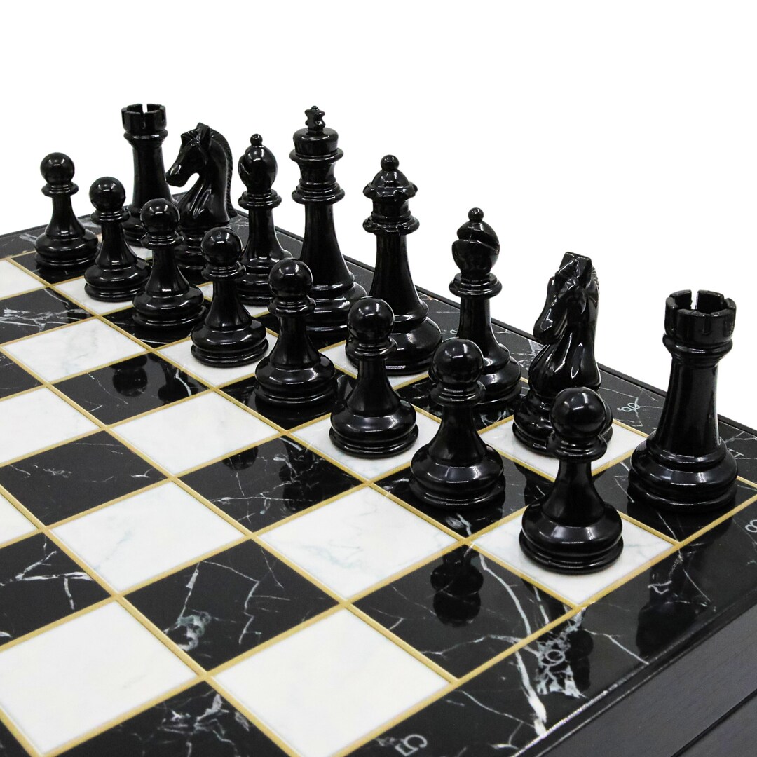Metal Chess Set With Storage 36 Cm-14 Personalized Birthday Chess Gift ...
