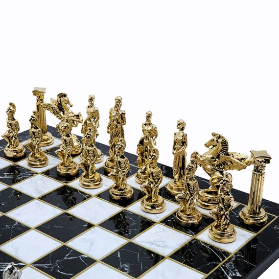 Luxury handmade chess set-Brass chessmen walnut mosaic chess board - GIFT  iTEM