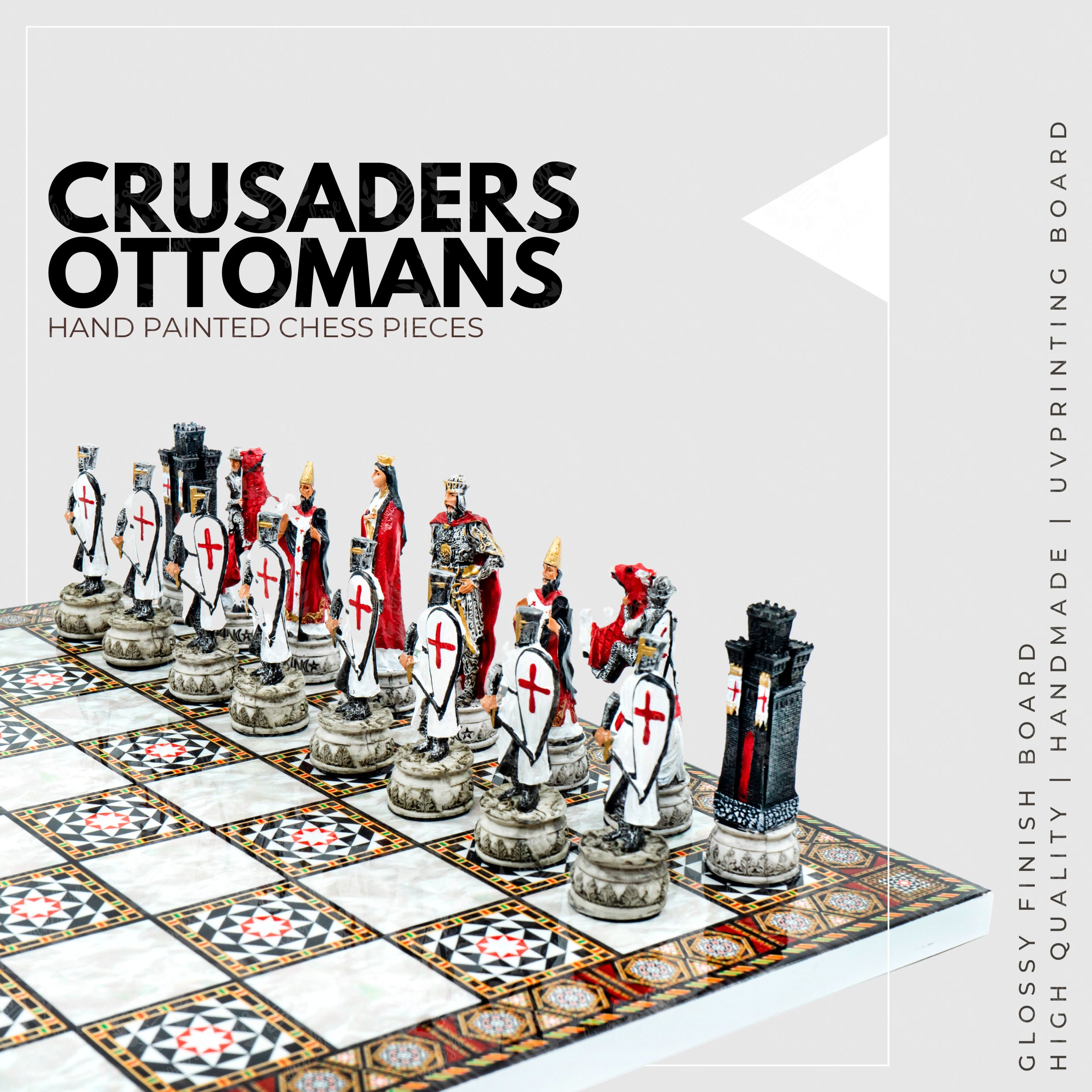Wooden Chess Set 12/15 Inch 30/37 Cm Mosaic / Walnut / -  Norway