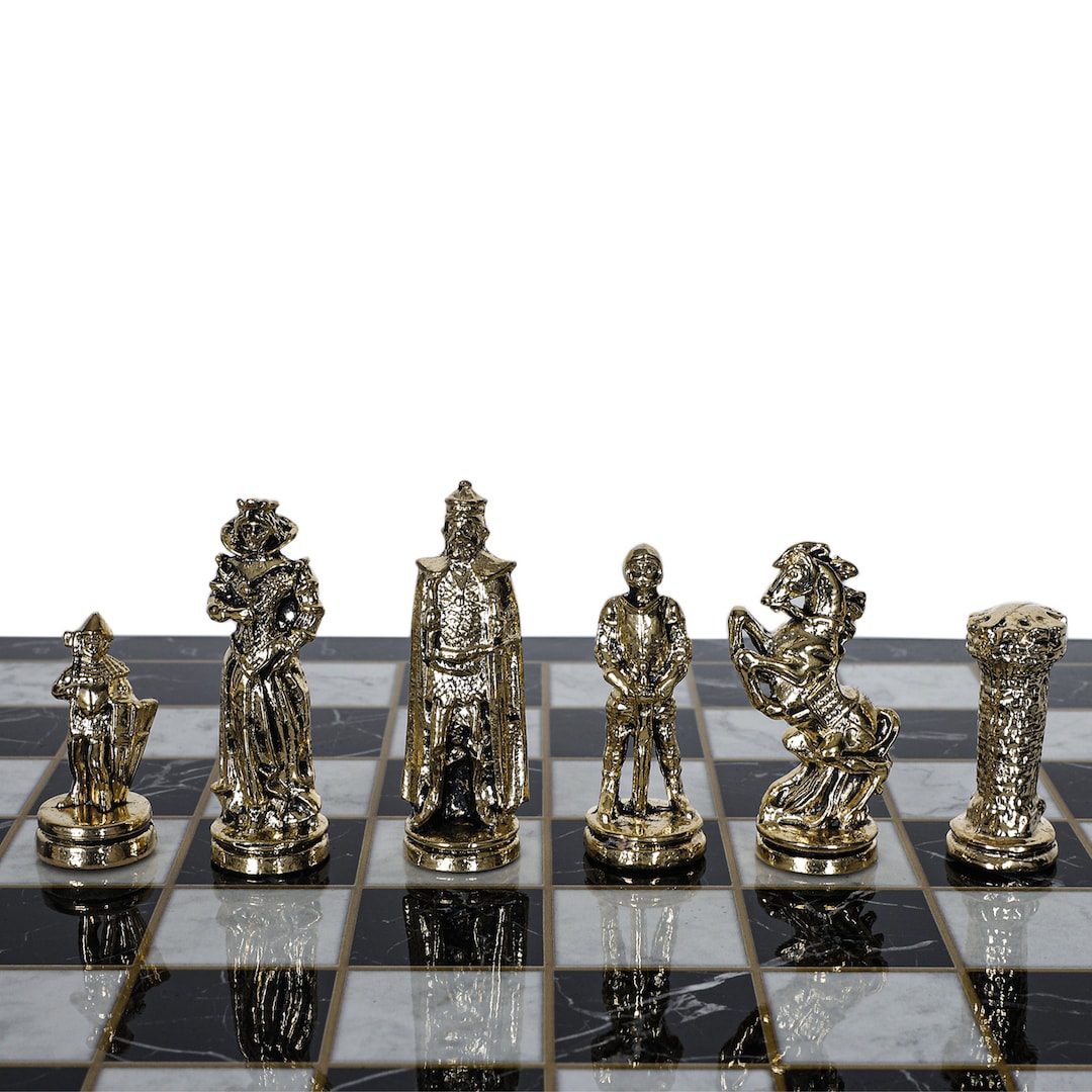 The Manopoulos Medieval Knights Luxury Chess Set with Wooden Case