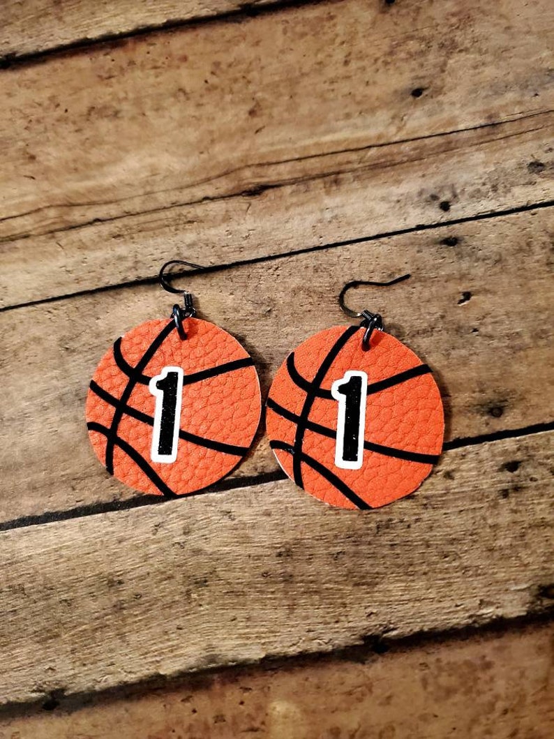 Basketball Earrings Personalized Number Basketball Earrings Etsy