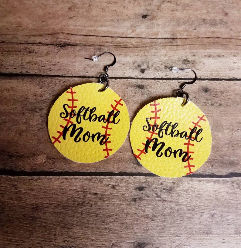 Softball Earrings Personalized Name Softball Earrings Etsy