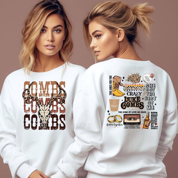 Combs Bullhead Sweatshirt Two Side Print, Country Music Hoodie,  Luke Combs World Tour 2023, Cowboy Combs, Luke Combs Fan, Cowgirl Tee