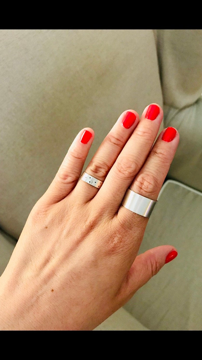 Geometric ring Everyday jewelry Perforated Cuff silver ring Perfe Adjustable ring jewelry Sterling silver band tube ring Gift for her