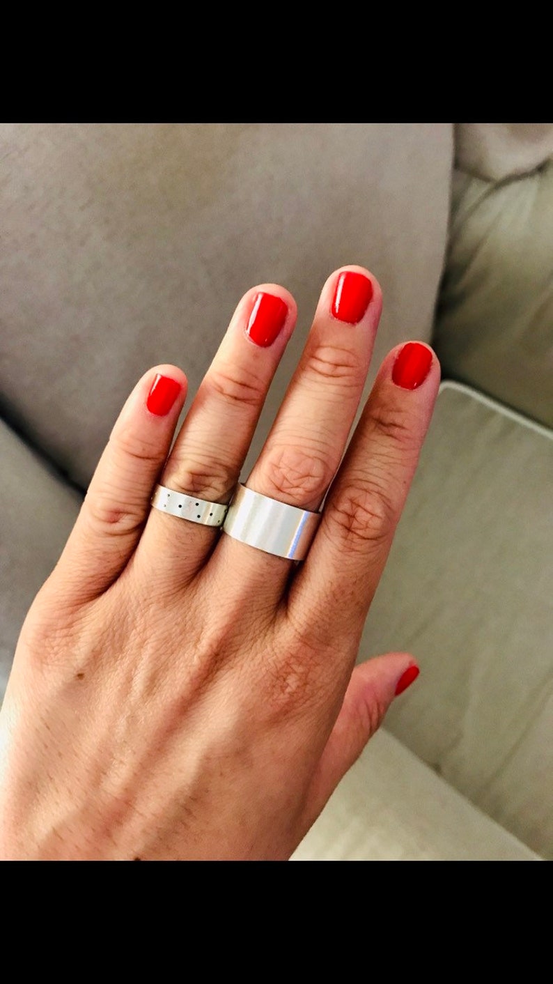Geometric ring Everyday jewelry Perforated Cuff silver ring Perfe Adjustable ring jewelry Sterling silver band tube ring Gift for her