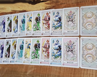 Sailor Senshi inspired Complete 9 Tarot Bookmark Cards (Planet Arcana)