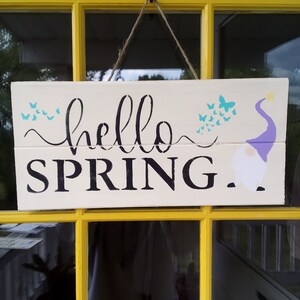 Hello Spring gnome sign