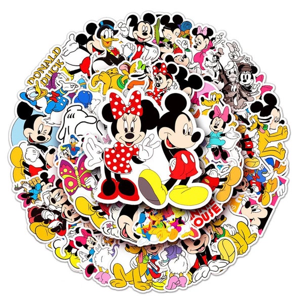 Cute Disney Character Mickey Mouse Cartoon Vinyl Stickers Aesthetic Laptop Car Mix Anime Sticker Kid Toy #28